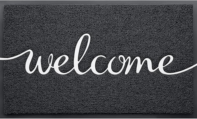 Door mat, Outdoor Indoor Welcome mat, Durable Non-Slip Easy to Clean Front Doormat, Entrance Rectangular Doormat, for high Traffic Areas (30" x 17.5", Black)