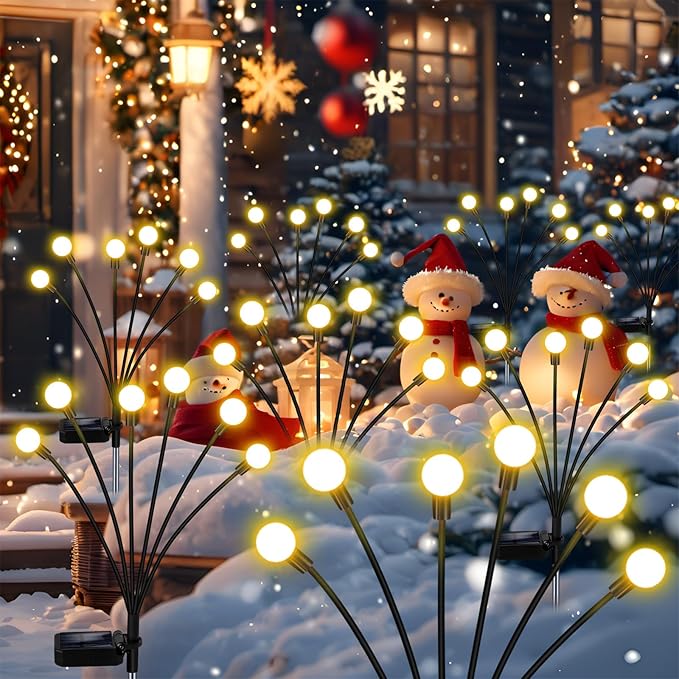 Solar Firefly Lights Outdoor, 8 Pack, Warm White, Swaying, Waterproof, Garden Decor for Yard Patio Pathway Lawn, Gardening Gifts