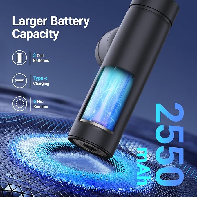 MERACH Mini Massage Gun with 8mm Amplitude, Percussion Massage Tools with 5 Massage Heads, Portable Hand Held Muscle Massagers for Pain Relief Deep Tissue, Cool Gifts for Mens and Women (Black)