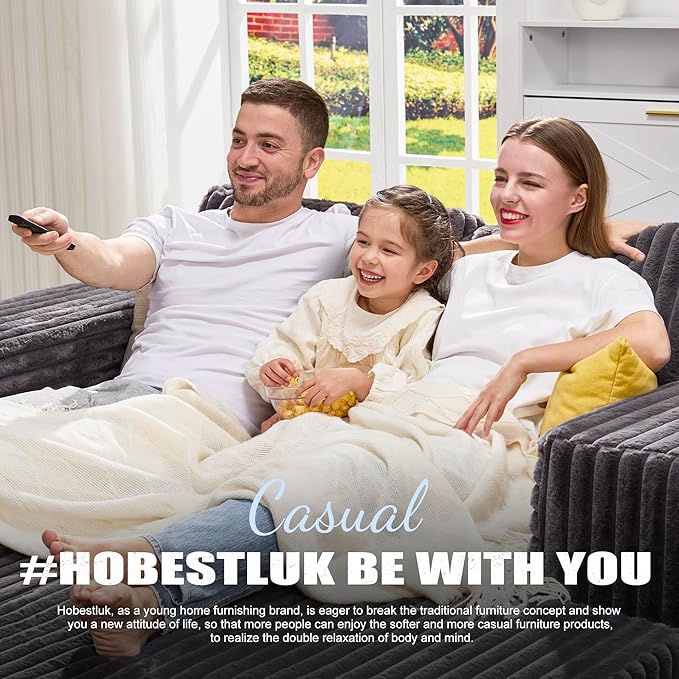 Hobestluk Modular Sectional Sofa Memory Foam Couch Sofa Bed Loveseat with Chaises Cloud Couch with Removable Cover Large Sectional Couches for Living Room (Strip Grey, Sofa Bed)