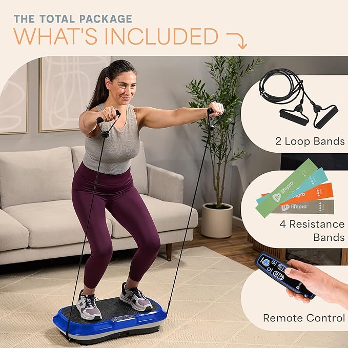 Lifepro Waver Vibration Plate Exercise Machine – High-Intensity Vibration for Muscle Activation, Full-Body Workout Vibrating Platform with Loop Bands, Fitness Equipment for Strength Toning & Fat Loss