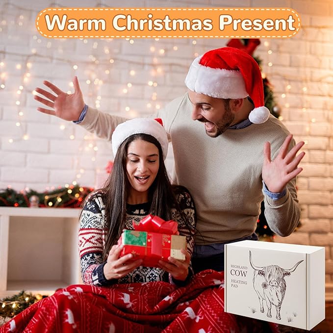 Microwave Heating Pad for Pain Relief, 16" x 12" Microwavable Heating Pads for Cramps, Back Pain, Neck Shoulder, Muscles, Knee, Joints, Natural Heat Pack Moist Heat, Highland Cow with Headdress Flower