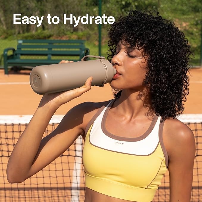 Insulated Water Bottle with Straw Stainless Steel Water Bottle, Leak-Proof, BPA-Free, Double Wall Vacuum Keeps Cold for 24 Hours for Sports, Travel, School (32 oz, Raw Umber)