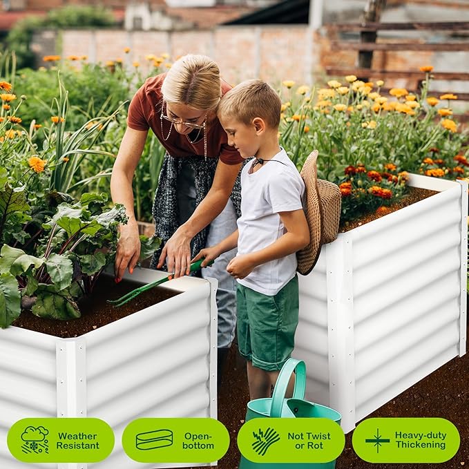 Large Outdoor Planter Boxes Kit Set of 2,6x3x2ft Galvanized Raised Bed Planter with Open-Ended Base Design, Elevated for Outdoor Plants, Durable Raised Bed for Gardening,Green