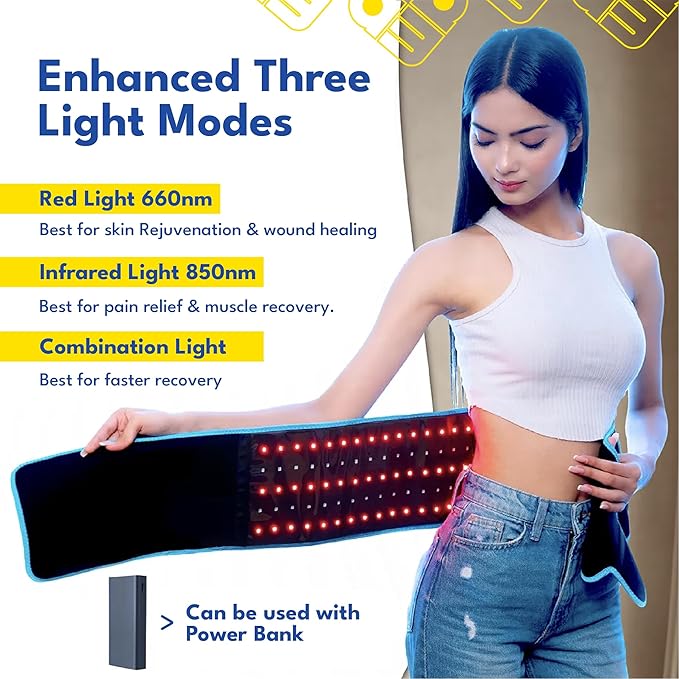 Red Light Therapy Belt with 126 High-Intensity LEDs for Targeted Relief, 660nm & 850nm Infrared Light, Heat and Vibration for Back, Waist, and Muscle Recovery, FSA HSA Eligible