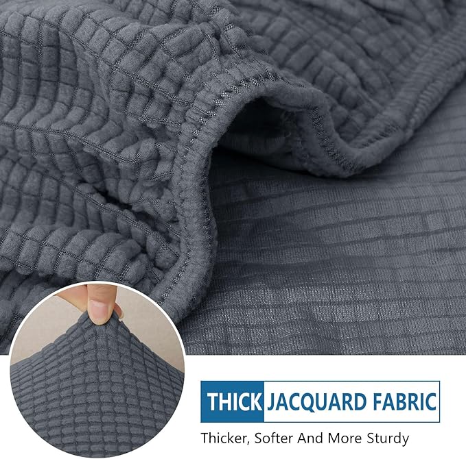 hyha Waterproof Couch Cushion Covers for Pets, Non Slip Sofa Seat Cover for Dogs Washable, Soft Thick Stretch Jacquard Fabric, Sofa Slipcovers with Elastic Bottom (1 Piece for Backrest M, Grey)