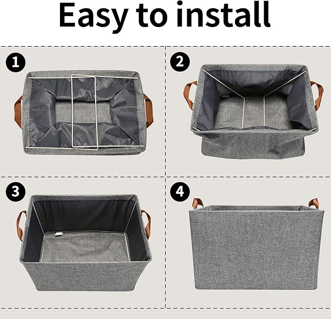 GRANNY SAYS Storage Baskets for Shelves, Closet Organizer Bins, Clothes Storage Bins with Metal Frame, Large Baskets for Organizing and Storage, Collapsible, Gray, 2-Pack