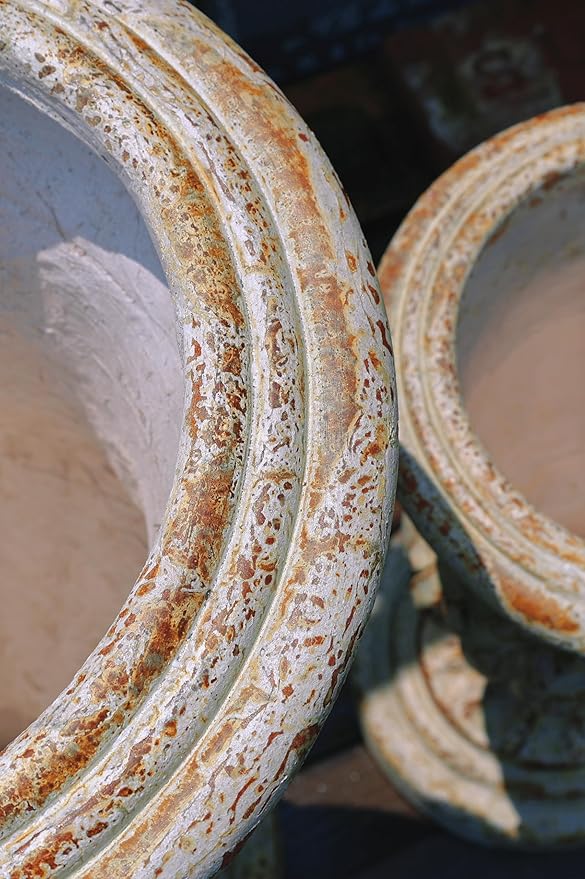 VISIBLE Vintage European Giant Garden Urn Planter, Decorative Cement and Fiber Flower Pot, Make Rust Finished, Wrap Foam Safely Delivered from Los Angeles (Vintage, Medium)