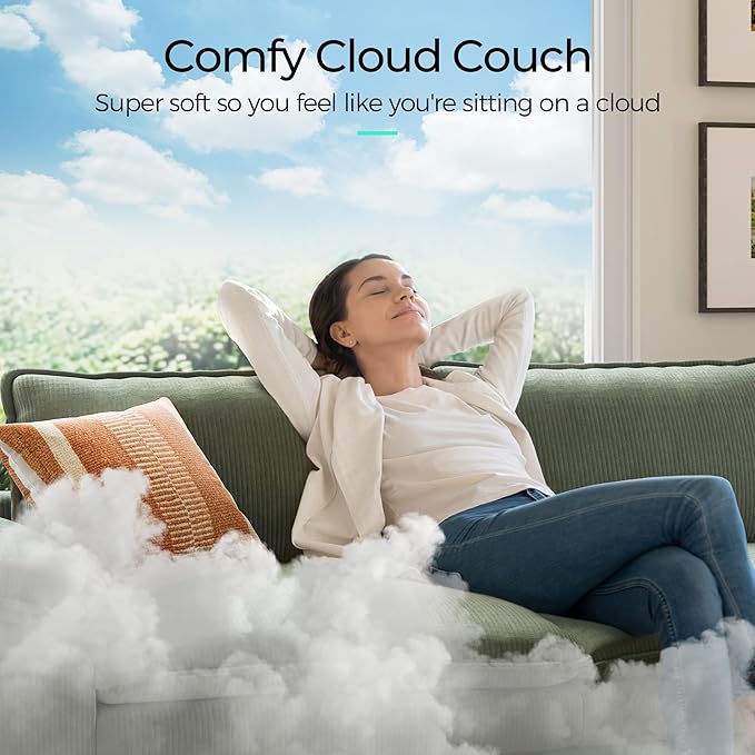 LINSY HOME Sectional Sleeper Sofa - 123'' Modular Cloud Couch Oversized Corduroy Sofa Bed with Movable Ottoman Soft Modern Comfy Couch for Living Room Apartment Office, Green
