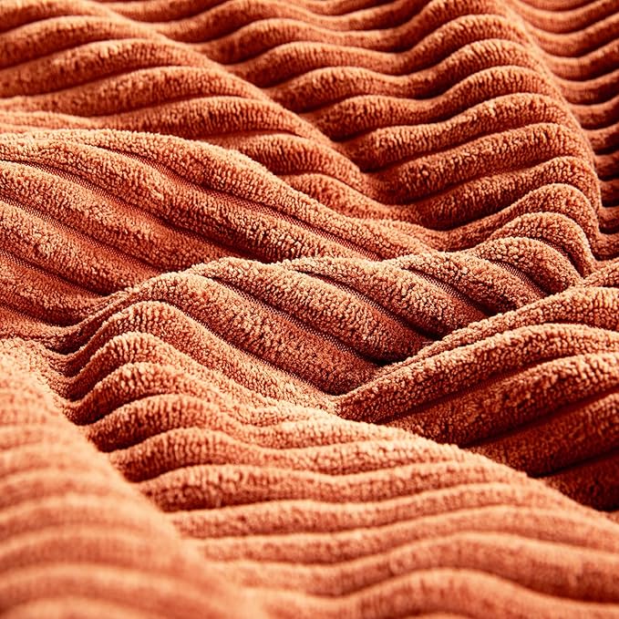 Fancy Homi Set of 2 Burnt Orange Samll Decorative Throw Pillow Covers 12x12 Inch for Living Room Couch Bed, Boho Farmhouse Fall Home Decor, Soft Corss Corduroy Patchwork Textured Cushion Case 30x30cm