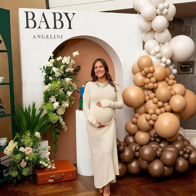 Brown and Gold Balloons 12 Inch Double Stuffed Dark Coffee Tan Cream Beige Sand Nude Neutral Latex Balloon Confetti Balloons for Boho Birthday Rodeo Thanksgiving Baby Bridal Shower Party Decor