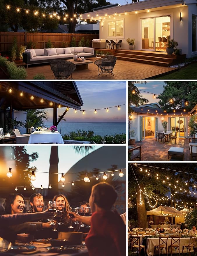 RTTY Outdoor String Lights 100 FT Globe LED Patio Lights with G40 Plastic Bulbs,Waterproof Shatterproof Dimmable Connectable Hanging for Backyard Porch Balcony Party Cafe Deck Decor