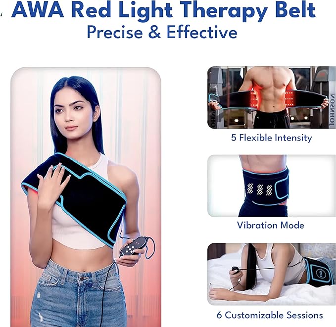 Red Light Therapy Belt with 126 High-Intensity LEDs for Targeted Relief, 660nm & 850nm Infrared Light, Heat and Vibration for Back, Waist, and Muscle Recovery, FSA HSA Eligible