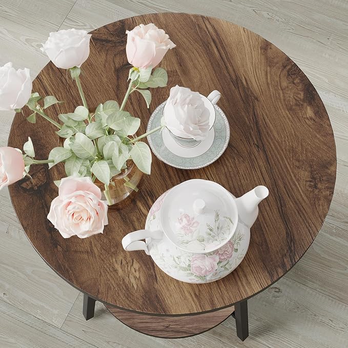 Side Table - Rustic End Couch Tables - Waterproof Metal Frame, Scratch-Resistant - Vintage Wood Color Tables for Sofa Living Room Bedroom Bedside Coffee Small Spaces