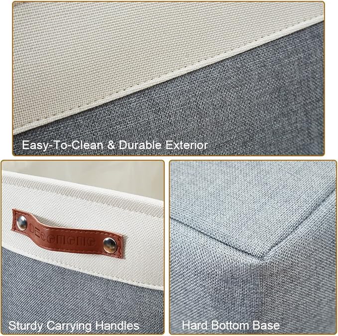 DECOMOMO Storage Baskets for Shelves - Fabric Closet Organizers and Storage Bins, Perfect Baskets for Organizing Closet Toys Nursery (Slate Grey and White, XL - 3 Pack)