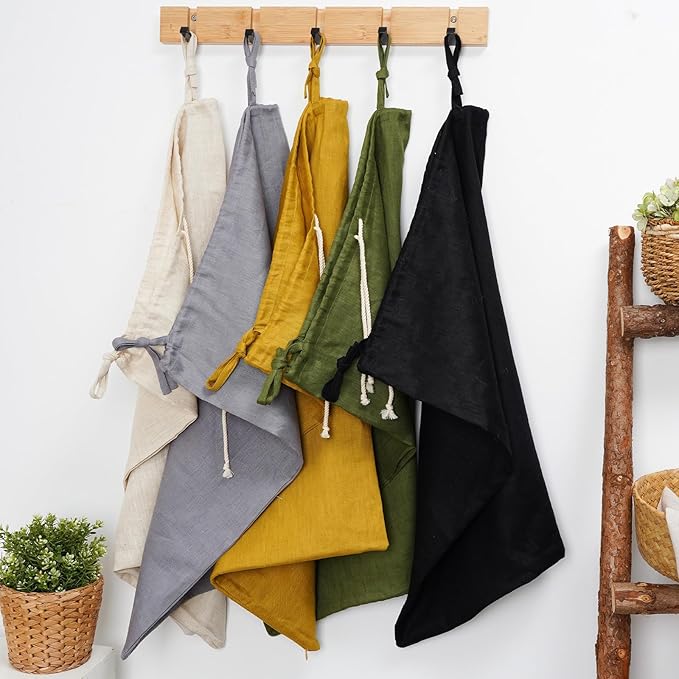 Linen Hanging Laundry Bag, Over The Door Laundry Hamper for Dirty Clothes, Drawstring Closure with Bottom Zipper, Army Green