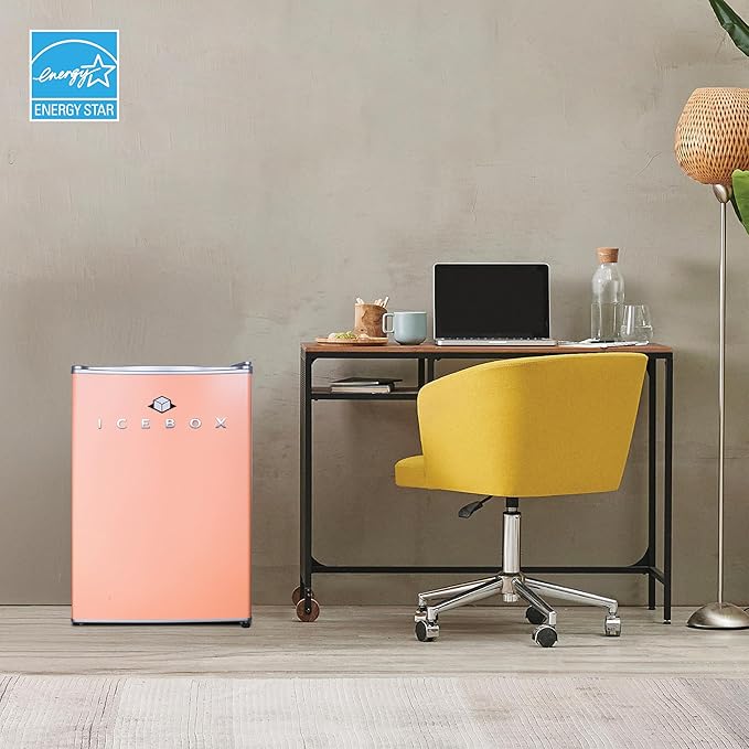IBCR25BLS Compact, Energy Star Certified Small, Single Door Mini Fridge with Freezer Refrigerator, Large (2.5 cu ft), Blush Red