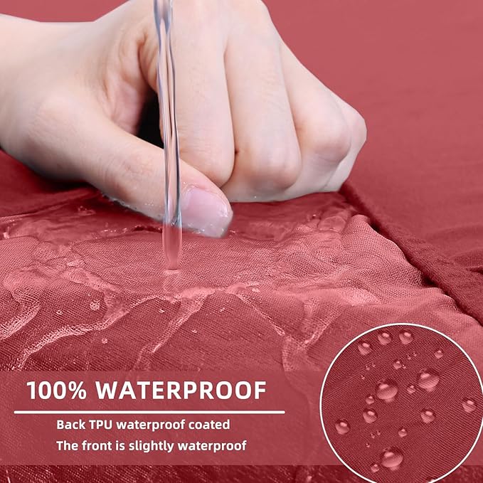 hyha Waterproof Couch Cushion Covers, Stretch Sofa Couch Seat Slipcover for Dog Washable, Non-Slip Waterproof Outdoor Cushion Covers for Patio Furniture Replacement (2 Pieces, Wine Red)