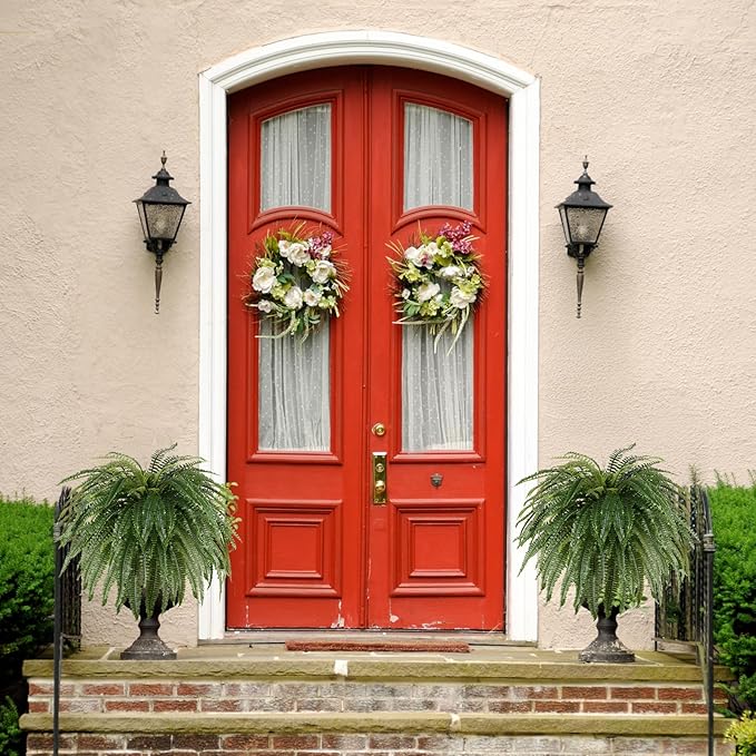 Single Silky 50" Artificial Fern Plant, Large Fake Fern with 100Fronds, Realistic Faux Boston Fern Bush for Outdoors & Indoor, Silk Greenery for Planter, Garden, Office, Home Décor