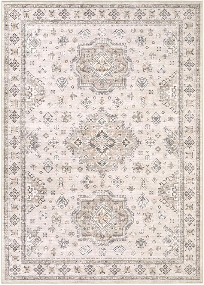 Washable 3x20 Runner Rug - Area Rugs Neutral Vintage Distressed Floral Farmhouse Boho Large Soft Floor Rug Indoor Carpet for Hallway Entryway Home - Beige Brown