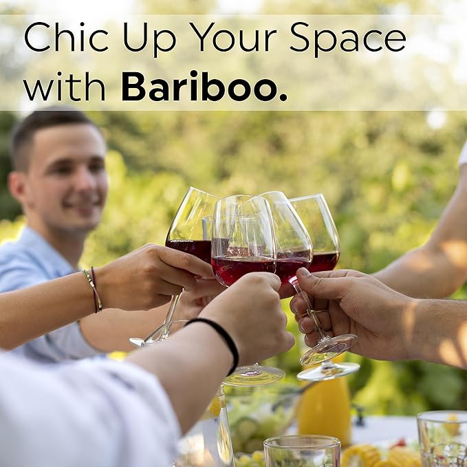 Bariboo Wine Glass Storage Case – Hang 8-12 Glasses on Your 18.7 x 9 x 1.7 In., Dust-Free Wine Glass Holder – Under-Shelf & Under-Cabinet Wine Glass Holder Rack with Assembly Manual & Video