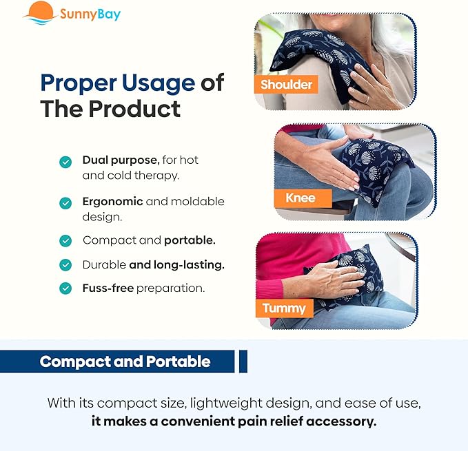 SunnyBay Small Microwave Heating Pad, Microwavable Versatile Cold/Heated Neck and Shoulder Wrap for Back Pain and More, Moist Heat Cotton-Fleece Pad with Flax Seed Filling, 6x11 in, Whispy Flower