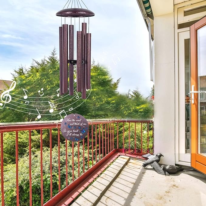 ASTARIN Memorial Butterfly Deep Tone Wind Chimes Personalized, Sympathy Remembrance Gifts for Loss of Mom Dad, Bereavement Gifts for Condolence Funeral, Garden Decoration