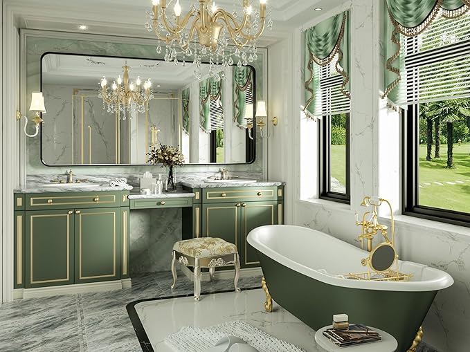 60 x 30 Inch Black Framed Mirror for Bathroom, Matte Black Bathroom Mirror for Over Sink Rectangle Large Vanity Mirror with Ribbed Texture Metal Frame for Home Decor (Horizontal/Vertical)