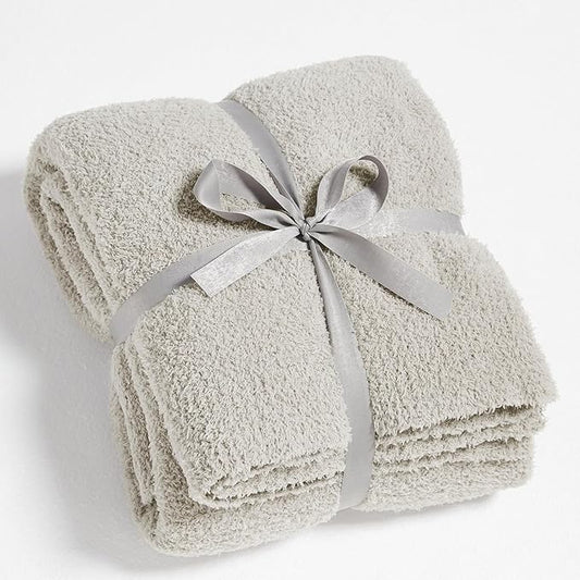 CYMULA Knit Throw Blanket for Couch Light Grey - Super Soft Lightweight Plush Fuzzy Fluffy Warm Cozy Blankets and Throws for Sofa Bed, 50 x 60 inches