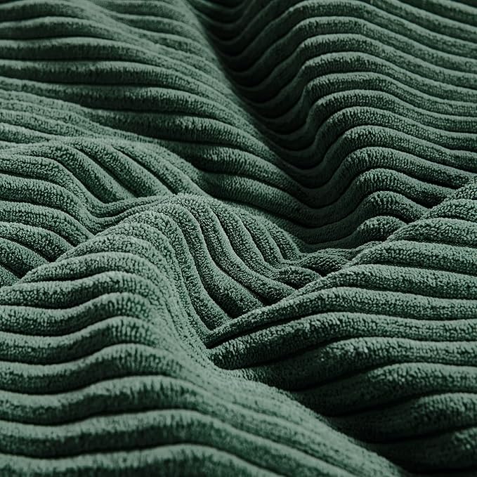 Fancy Homi Set of 2 Dark Green Boho Decorative Throw Pillow Covers 18x18 Inch for Living Room Couch Bed, Modern Farmhouse Forest Green Home Decor, Soft Textured Corduroy Corss Patchwork Cushion Case