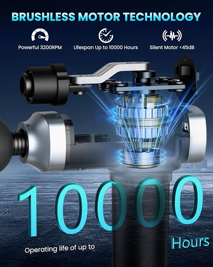 Deep Tissue Massage Gun, Portable Percussion Electric Muscle Massager for Pain Relief, Handheld Massagers with 30 Speeds & 6 Attachments for Back and Neck, Gifts for Men Women