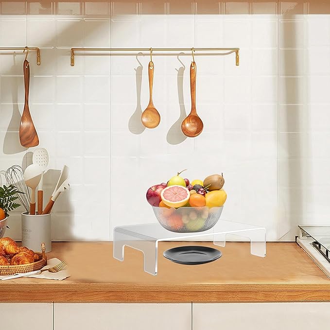 Jusalpha 6mm Thickness Clear Acrylic Display Riser with Tray Handles For Laptop, Notebook, Retail Display Food Display,12" x 8" x 3"