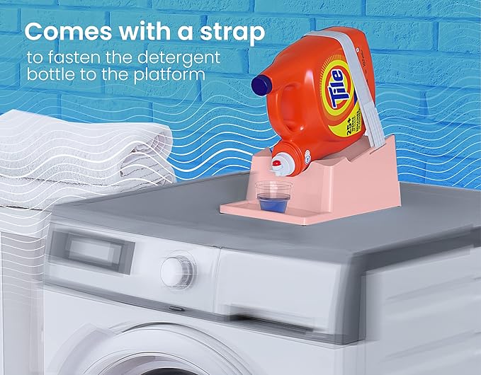TidyFriend Laundry Detergent Holder Stand Organizer with Drip Tray, 3 Pack Laundry Soap Holder with Non-Slip Rubber Feet for Washing Space Organization, Angled Downward Slope for Easy Pouring (Rose)
