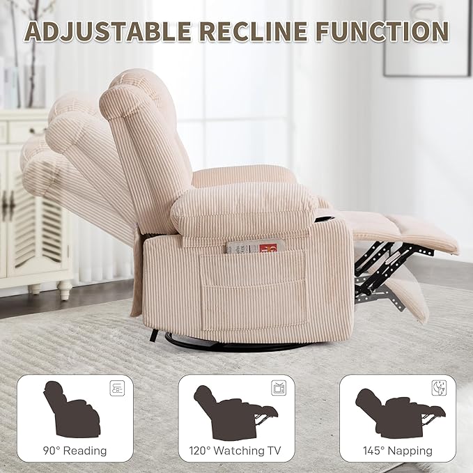 Recliner Chair Modern Ergonomic Lounge Swivel Single Sofa Seat Living Room Recliners on Clearance Foam Filling