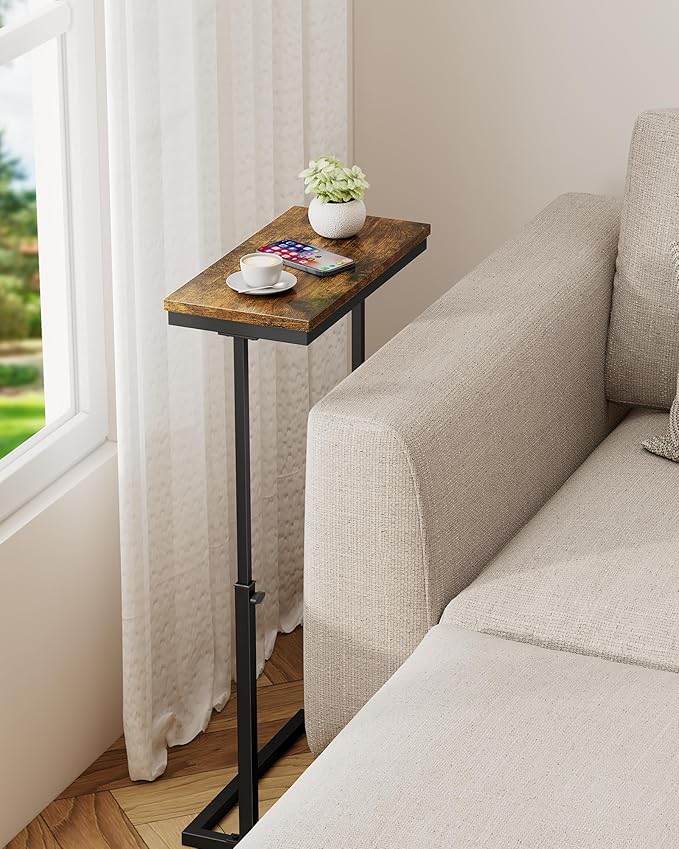 TUTOTAK End Table, Side Table, Tall Couch Table, Sofa Table, Living Room, Bedroom, Brown TB01BB083