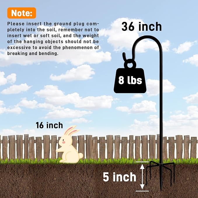 Shepherd Hooks Outdoor 36 Inches for Lanterns Heavy Duty Shepherd Stand Plant Hanger Yard Hooks for Solar Lights,Bird Feeder,Wedding,Mason Jar,Planter Pot