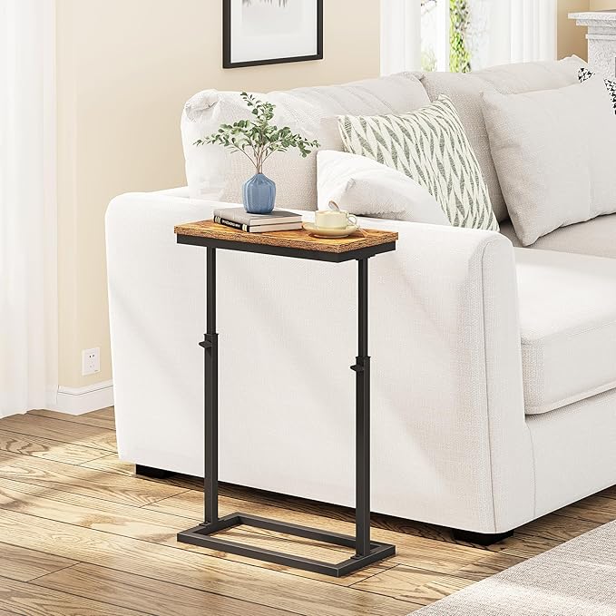 TUTOTAK End Table, Side Table, Tall Couch Table, Sofa Table, Living Room, Bedroom, Brown TB01BB0832