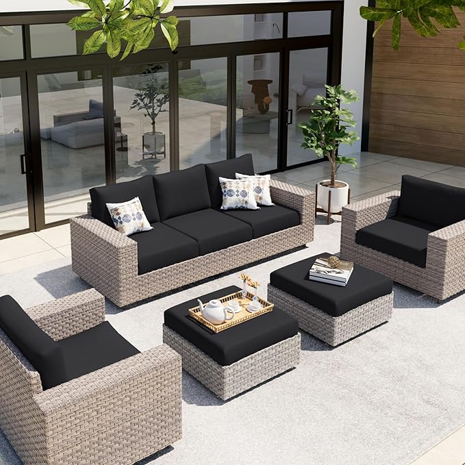 hyha Waterproof Couch Cushion Covers, Stretch Sofa Couch Seat Slipcover for Dog Washable, Non-Slip Waterproof Outdoor Cushion Covers for Patio Furniture Replacement (1 Piece for Large, Black)