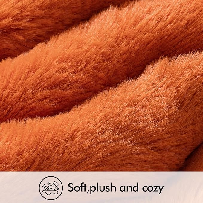 MIULEE Pack of 2 Decorative Pillow Covers Fall Thick Soft Plush Faux Fur Lumbar Throw Pillows Luxury Home Decor for Couch Bedroom Living Room Sofa,12x20 Inch Burnt Orange