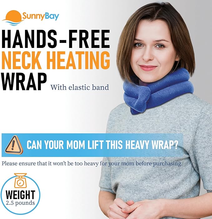 SunnyBay Microwave Heating Pad, Microwavable Heated Neck and Shoulder Wrap, Hands-Free Weighted Moist Hot or Cool Pack, Soft Fleece Cover and Flaxseed Filling, 26 Inch Length, SkyBlue