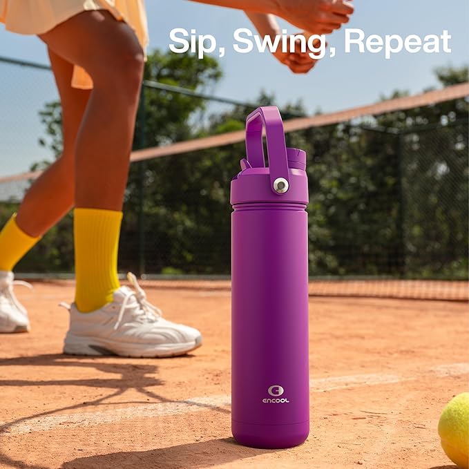 Insulated Water Bottle with Straw Stainless Steel Water Bottle, Leak-Proof, BPA-Free, Double Wall Vacuum Keeps Cold for 24 Hours for Sports, Travel, School (32 oz, Bright Magenta)