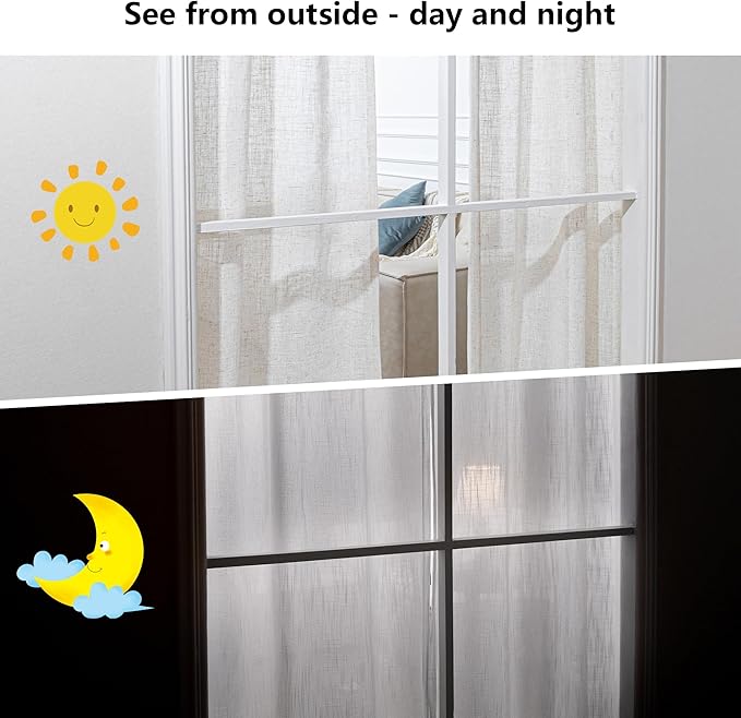 MYSKY HOME Country Curtains for Sliding Glass Door, Back Tab Semi Sheer Curtain Panels Extra Long Floor Length Drapes 108 Inches for Living Room Linen Texture Soft Touch, 100x108 Inch, Linen, 1 Piece