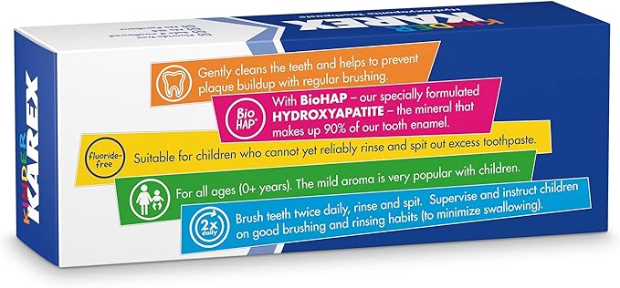 Kinder Karex Hydroxyapatite Kids Toddler Toothpaste I Fluoride Free I Clinically Tested I 2.3 oz (Pack of 3)