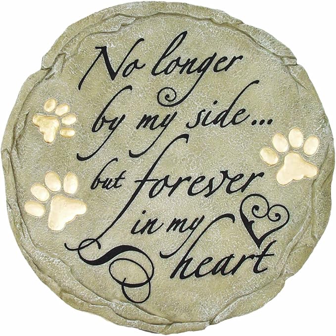 Spoontiques - Garden Décor - No Longer by My Side Stepping Stone - Decorative Stone for Garden, 9.63" Diameter