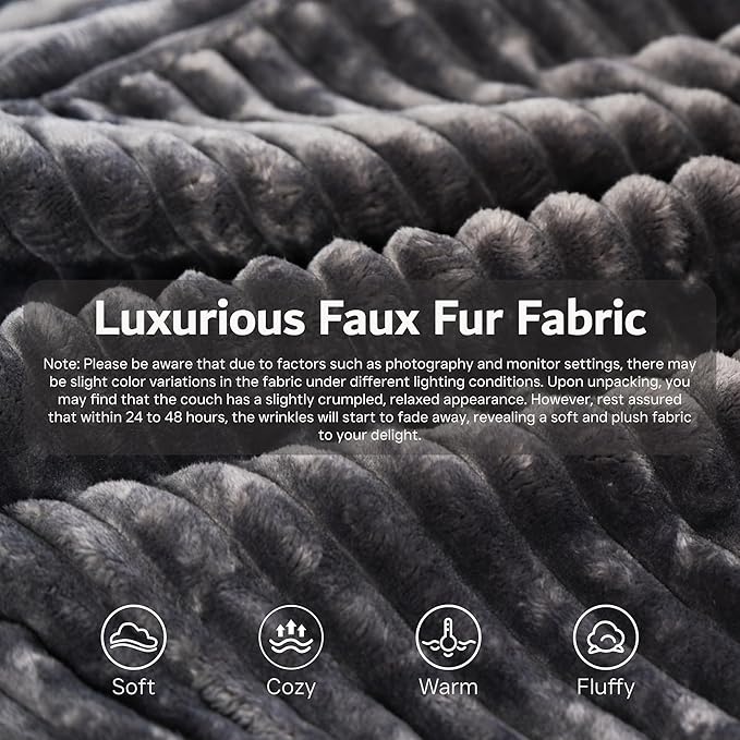 ovios Sectional Cloud Couch for Living Room, Modular Floor Sofa with Plush Corduroy, No Assembly Required, Big Comfy Couches Set with Fluffy Memory Foam, Stupendous U Shaped Sofas with Chaise, Black
