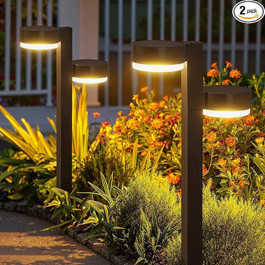 Solar Pathway Lights Outdoor Waterproof, 2 Pack with 4 Head Solar Lights Outdoor Super Bright Up to 12Hrs, Auto On/Off Garden Light for Yard Patio Path Walkway Driveway Outside Decor