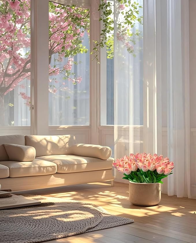 15pcs Real Touch Tulips PU Artificial Flowers Fake Tulips Flowers for Arrangement Wedding Party Easter Spring Home Dining Room Office Decoration