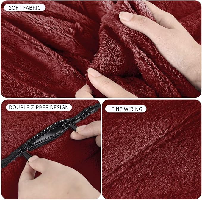 Bean Bag Chair for Adults 5FT,Soft Removable Cover for Teens/Girls Bedroom,Fluffy Giant Round Floor Beanbag Lounger Chairs (No Filler,Claret)