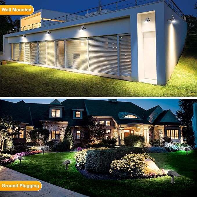 Fabrito 72 LEDs Solar Spot Lights Outdoor Waterproof, 3 Modes Landscape Spotlights, Dusk to Dawn Solar Powered Flood Wall Lights for Outside, Solar Garden Lights for Yard Porch 10 Pack (Cool White)
