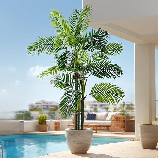 6.2FT Artificial Phoenix Palm Tree with Coconut Fruit Outdoor Indoor Decor Large Faux Coconut Silk Palm Tree Tropical Fake Tree Large Faux Sago Palm Plant for Home Yard Outside Patio Poolside